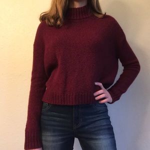 American Eagle Outfitters Burgundy cropped sweater